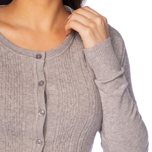 Casaco Feminino Facinelli Botões Texturizado Cinza