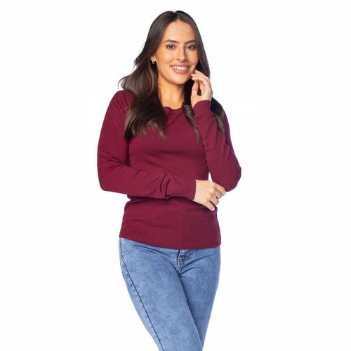 Blusa Feminina Facinelli Tricot Lisa Bordô