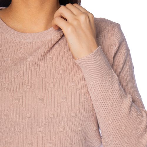 Blusa Feminina Facinelli Tricot com Textura Padronizada Bege