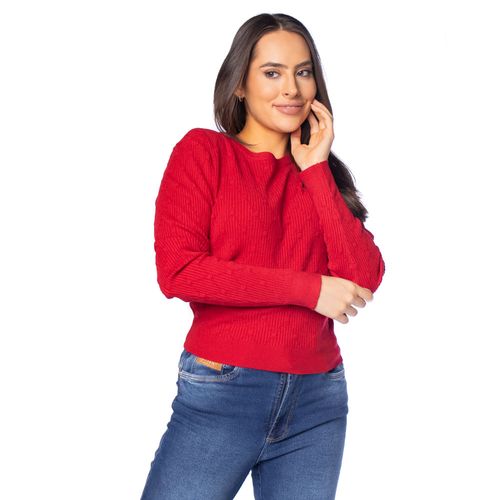 Blusa Feminina Facinelli Tricot  Textura Padronizada Vermelho