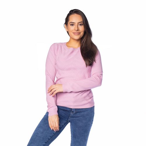 Blusa Feminina Facinelli Tricot Padronagem Geométrica Rosa