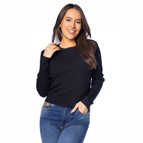 Blusa Feminina Facinelli Tricot  Textura Padronizada Preto