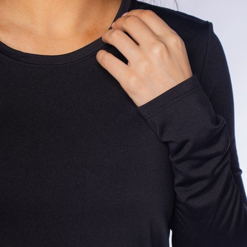 Blusa Feminina Rovitex Manga Longa Básica Preto