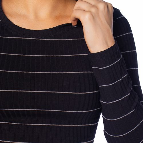 Blusa Feminina Habana Canelada com Listras Preto