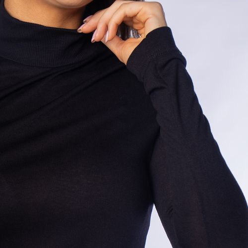Blusa Feminina Rovitex Manga Longa Gola Alta Preto