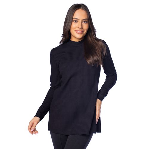 Blusa Feminina Habana Manga Longa Canelada  Fendas Lateral