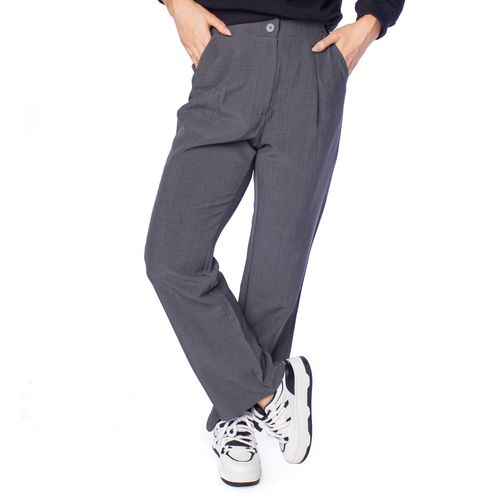 Calça Feminina Facinelli Reta Alfaiataria Cinza Escuro