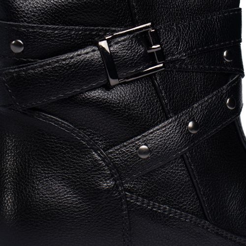 Bota Feminina Mooncity Fivela Texturizado Preto