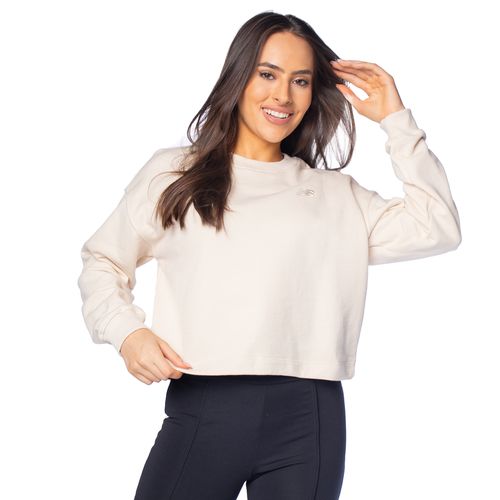 Moletom Feminino New Balance Cropped Athletics Small Bege