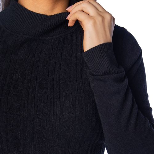 Blusa Feminina Facinelli Tricot Gola Média  Textura Preto