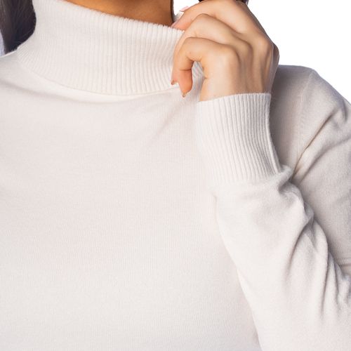 Blusa Feminina Facinelli Tricot com Gola Alta Lisa Off White