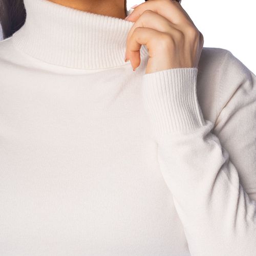 Blusa Feminina Facinelli Tricot com Gola Alta Lisa Off White