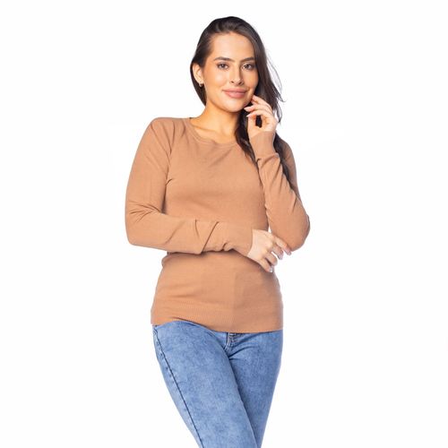 Blusa Feminina Facinelli Tricot Lisa Caramelo