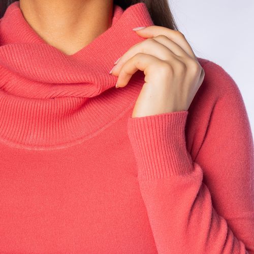Blusa Feminina Facinelli Tricot Básica com Gola Alta Coral