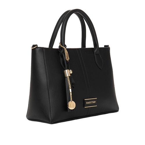 Bolsa Feminina Rafitthy Tote Média Adereço com Tiras Preto