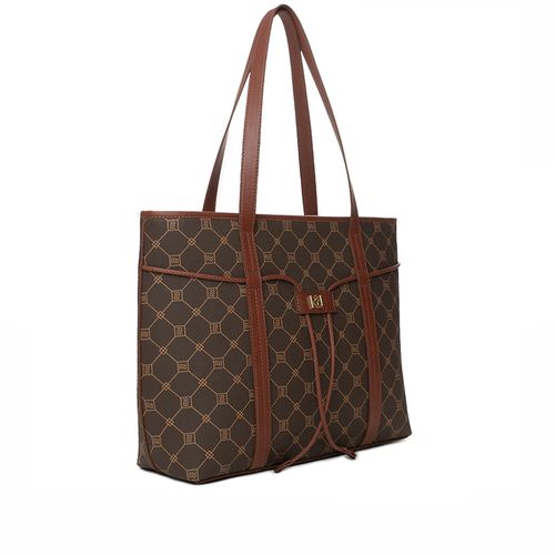 Bolsa Feminina Rafitthy Tiracolo Grande Tiras Monograma Marrom