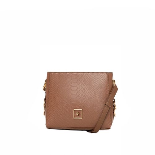 Bolsa Feminina Rafitthy Transversal Pequena Texturizada Caramelo