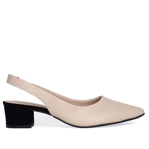 Sapato Feminino Bebecê Bico Fino Creme/Singapura Aveia