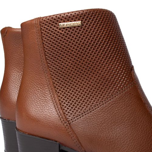 Bota Feminina Pegada Burnished Cano Curto de Couro Terracota