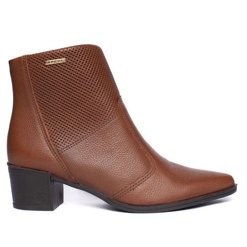 Bota Feminina Pegada Burnished Cano Curto de Couro Terracota