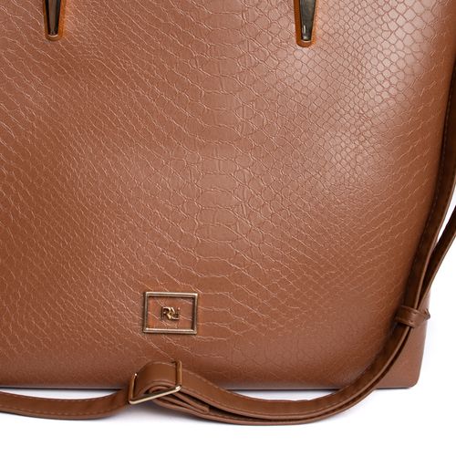 Bolsa Feminina Rafitthy Tiracolo Grande Croco Café