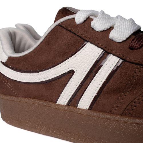 Tênis Feminino Via Marte Casual Camurça Marrom/Branco