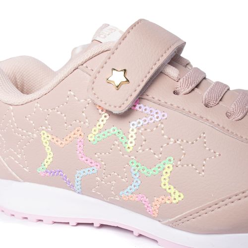Tênis Infantil Club Happy Galaxy Estrelas Rosa Antigo