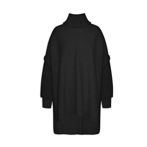 Blusa Feminina Biamar Tricot Gola Removível de Pele Preto