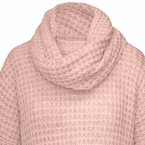 Blusa Feminina Biamar Tricot com Fendas e Gola Removível Rosa Claro