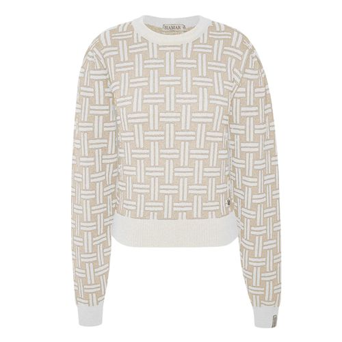 Blusa Feminina Biamar Tricot com Padrões Branco/Cinza