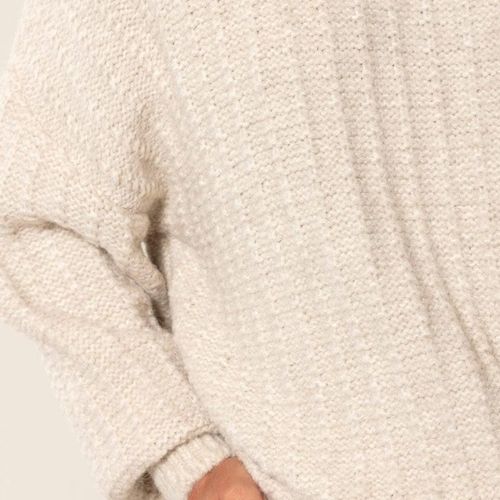 Blusão Feminino Biamar Tricot Gola Removível Bege Claro