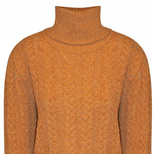 Blusa Feminina Biamar Tricot com Trança Gola Alta Caramelo