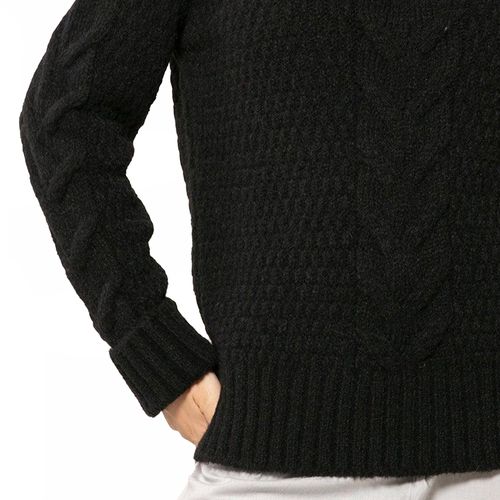 Blusa Feminina Biamar Tricot com Trança Punho Dobrado Preto