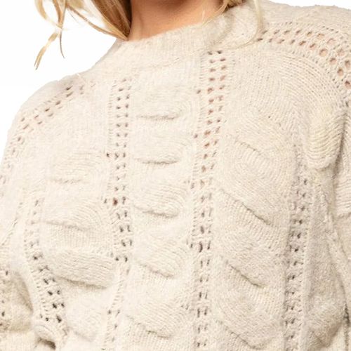 Blusa Feminina Biamar Tricot  Tranças e Pontos Vazados Bege