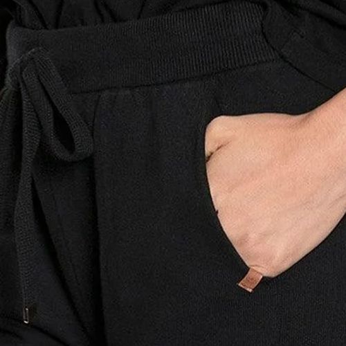 Calça de Moletom Feminina Biamar Acabamento Canelado Preto
