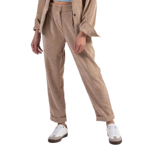 Calça Feminina Biamar Reta Veludo Cotelê Bege