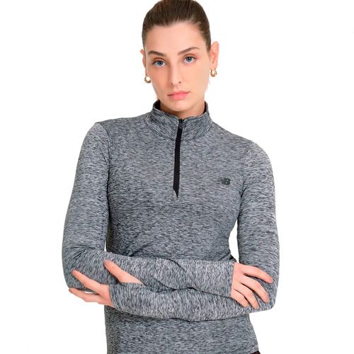 Blusa Feminina New Balance Zíper Dry Sport Cinza
