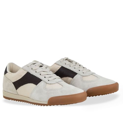Tênis Feminino Bottero de Couro Casual Retrô Bege Claro