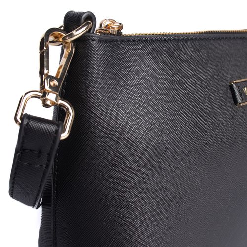 Bolsa Feminina WJ Transversal Pequena com Textura Preto