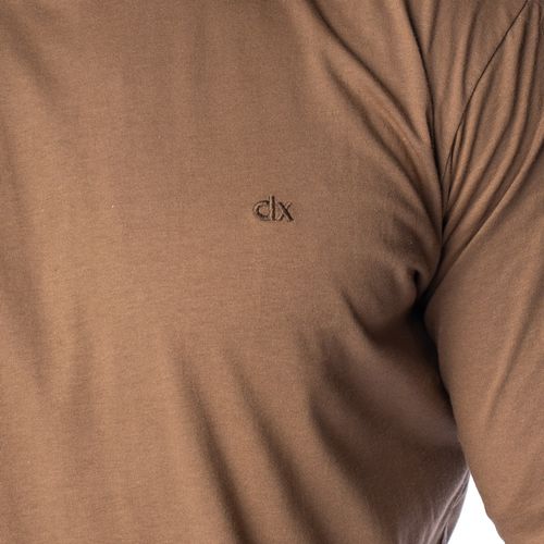 Camiseta Masculina Dixie Manga Longa Logo Bordado Marrom