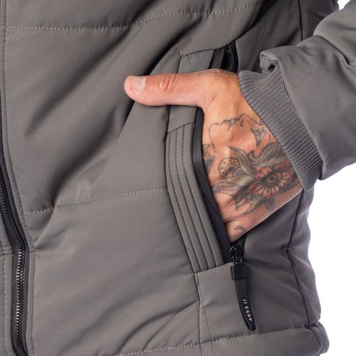 Jaqueta Masculina Gangster Puffer Capuz Removível Cinza