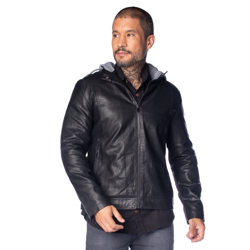 Jaqueta Masculina Broken Rules Perfecto Capuz Peluciada Preto