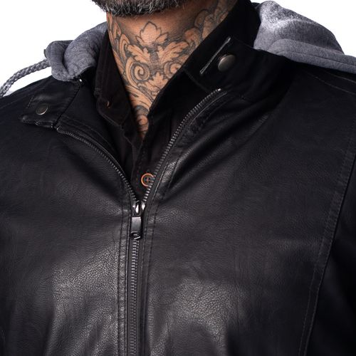 Jaqueta Masculina Broken Rules Perfecto Capuz Peluciada Preto