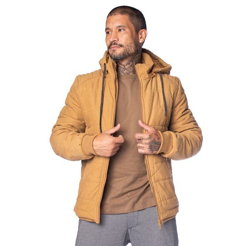 Jaqueta Masculina Dixie Puffer Capuz Removível Mostarda