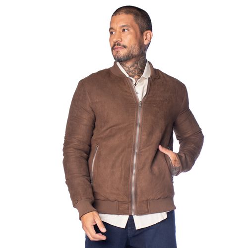 Jaqueta Masculina Dixie Bomber Aveludada Marrom Escuro