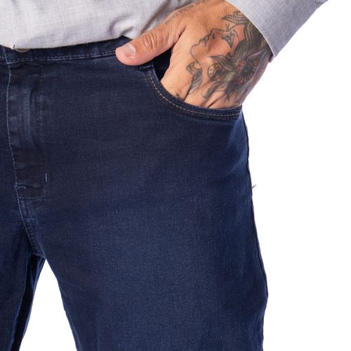 Calça Jeans Masculina Pitt Slim Fit Costura Azul Escuro