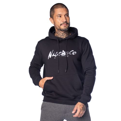Moletom Masculino Nicoboco Canguru Logo Pincelado Preto