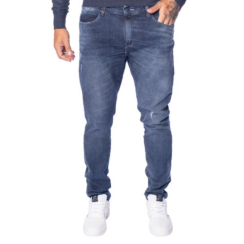 Calça Masculina Dixie Skinny Jeans Puído Azul