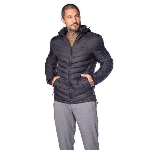 Jaqueta Masculina Gangster Puffer Capuz Preto