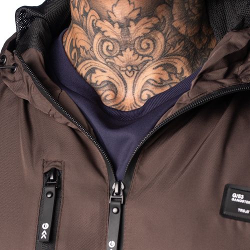 Jaqueta Masculina Gangster Corta Vento Capuz Marrom
